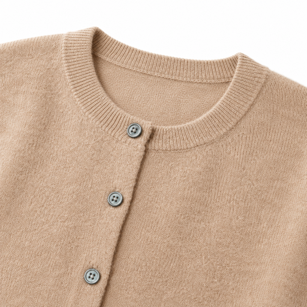 Grace Wool Crewneck Cardigan fabric detail
