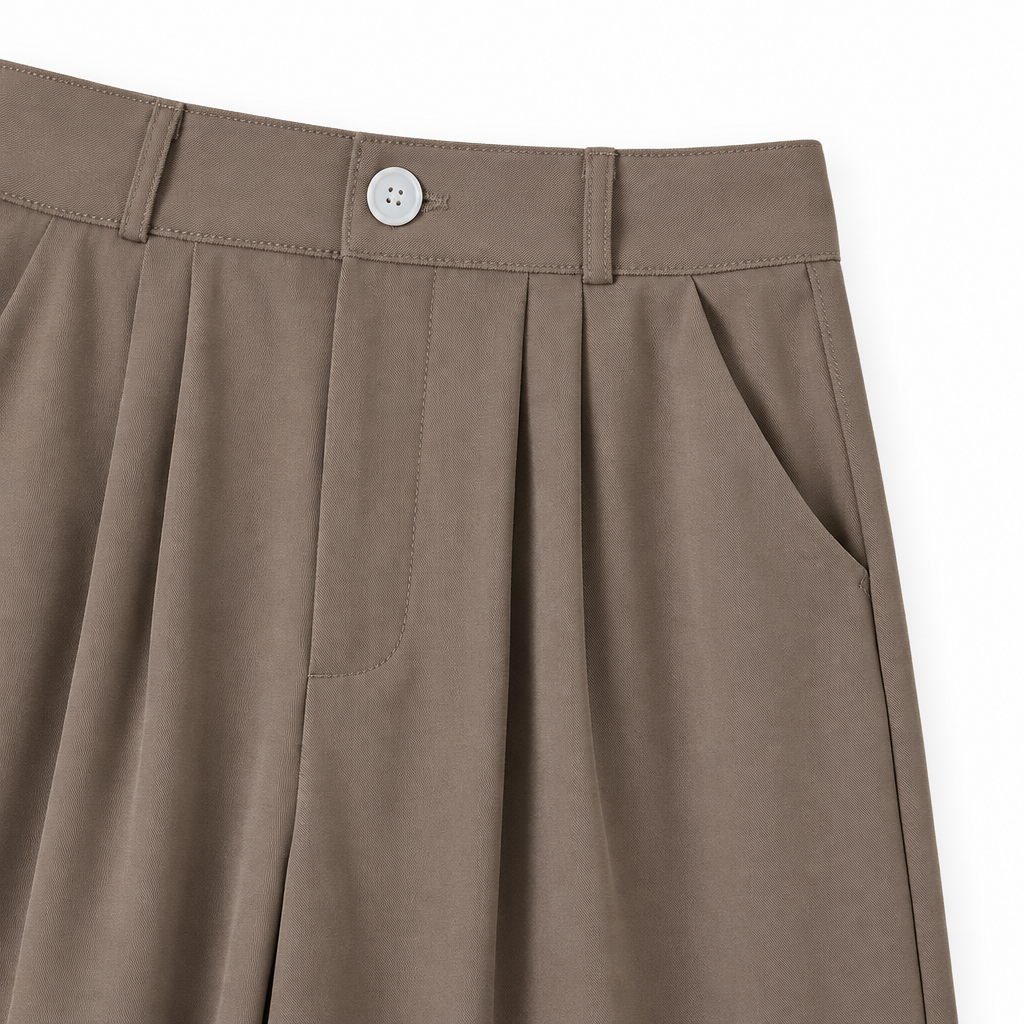 Vivian Pleated Wide-Leg Trousers fabric detail